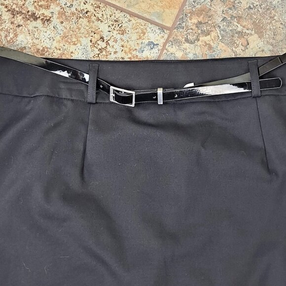 Apt 9 Size 14 Modern Fit Black Polished Cotton Pencil Skirt w/ Belt NWOT - Picture 2 of 8
